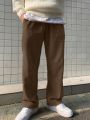 DAZY Men's Drawstring Waist Solid Color Slant Pocket Straight Leg Pants