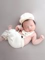 Newborn Photography Suspender Pants & Bow & Cap