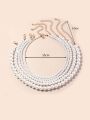5pcs Faux Pearl Decor Beaded Necklace