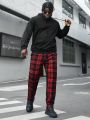 Manfinity Homme Men'S Plus Size Grid Pattern Knitted Casual Pants