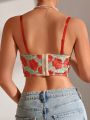 SHEIN Women's Floral Embroidery Sheer Mesh Bralette