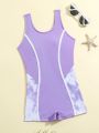Girls' One-piece Swimsuit With Printed Pattern