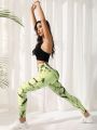 Tie Dye Yoga Leggings Seamless High Stretch Tummy Control Training Tights With Wide Waistband