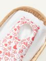 1pc Sleeping Bag With White Background And Red Heart Print