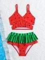 Little Girls' Watermelon Printed Swimsuit Set