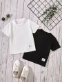 SHEIN Kids EVRYDAY Young Boy Solid Color Basic Short Sleeve T-Shirt