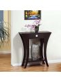 Wooden Console Sofa Side End Table with 1 Drawer and Open Shelf, Dark Brown