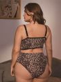 Women's Plus Size Leopard Print Lingerie Set