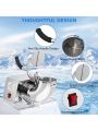 Commercial Ice Crusher Shaver Snow Cone Maker Machine with Acrylic Box, Stainless Steel Electric Dual Blades
