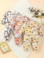 Baby Girl 1pc Cartoon Graphic Jumpsuit & 2pcs Cartoon Graphic Footed Jumpsuit