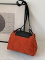 Colorblock Stitch Design Flap Square Bag