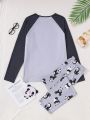 Men'S Panda Patterned Pajama Set