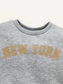 Cozy Cub Baby Boy Casual Round Neck Sweatshirt With Letter Print + Pants Suit