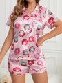 Donut Printed Spandex Pajama Set