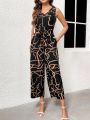 EMERY ROSE Women's Full Striped Print Sleeveless Jumpsuit
