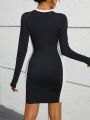 SHEIN Essnce Women's Star Print Long Sleeve Dress