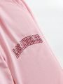 SHEIN Kids SUNSHNE High-End Fashion Tween Girl Printed Two-Tone Sport Pants