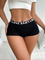 Women's Boyshorts Briefs With Letter Print