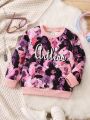 SHEIN Kids Y2Kool Little Girls' Letter & Girl Pattern Printed Sweatshirt With Long Sleeves For Autumn And Winter