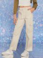 Tween Girls' Side Pocket Workwear Denim Jeans
