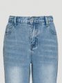 Teen Girls' Light Washed Ripped Straight Leg Jeans