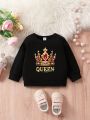 Baby Girl Crown & Letter Graphic Sweatshirt