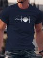 Manfinity Homme Men ECG Moon Print Short Sleeve T-Shirt For Summer