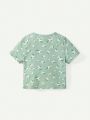 Cozy Cub Infant Girls' Cartoon Animal Pattern Round Neck Short Sleeve Pullover T-Shirt