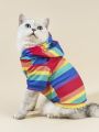 PETSIN 1pc Petsin Rainbow Stripe Print Sweatshirt For Pets