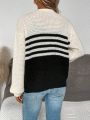 SHEIN LUNE Striped Cardigan Sweater
