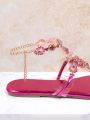 Ladies' Fashionable Flat Sandals With Rhinestone Decoration