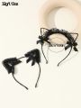 2pcs Lace Cat Ears Headband For Women
