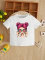 Baby Girls' Casual Short Sleeve Round Neck T-shirt For Summer