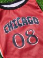 PETSIN Red Sports Jersey Style Pet Vest With Chicago Letter & Number Print, Suitable For Both Cats And Dogs