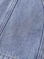 Teen Girls' Y2k Street Style Sweet & Cool Elastic Waist Mid Blue-Washed Denim Skirt With Distressed Hemline Detail