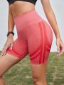 Seamless Striped Sports Biker Shorts