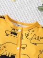 Baby Boys' Short Sleeve Animal Printed Romper Shorts For Summer