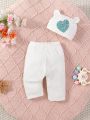 Photography Clothing For Infant Girls - Printed Pants And Patchwork Embroidered Hat
