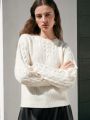 Anewsta Cable Knit Drop Shoulder Sweater