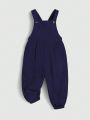 SHEIN Baby Boy Peter Pan Collar Tee & Fold Pleated Overall Jumpsuit