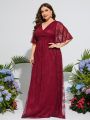 Plus Butterfly Sleeve Lace Bridesmaid Dress
