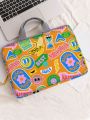 SHEIN X Dedraw Studio Cartoon & Letter Pattern Printed Laptop Bag, Handbag Style