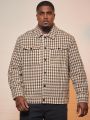 Manfinity Homme Men Plus Plaid Print Flap Pocket Jacket