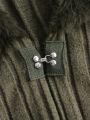 SHEIN EZwear Fuzzy Panel Borg Collar Coat