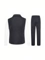 Teen Boy's Gentleman Suit: Double-Button Vest And Solid Color Pants, Romantic & Stylish, Suitable For Birthday Parties, Evening Parties, Performances, Weddings, First Birthday, Etc.