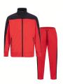 Daily&Casual Men'S Zipper Front Colorblock Jacket And Pants Sportswear Set