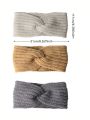 3pcs Women's Multicolor Knitted Casual Headband, Warm & Comfortable, Suitable For Daily Wear