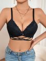 Women's Lace Splicing Hollow Out Bra With Underwire
