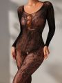SHEIN Women'S Hollow-Out Detail Crotchless Lace Sexy Bodystocking