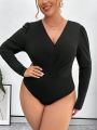 SHEIN Privé Plus Size Women's Ruched Bodysuit